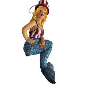 December Diamonds Stars USA Patriotic Mermaid Ornament 7" America